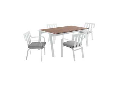 Image for White Gray Baxley 5 Piece Outdoor Patio Aluminum Dining Set