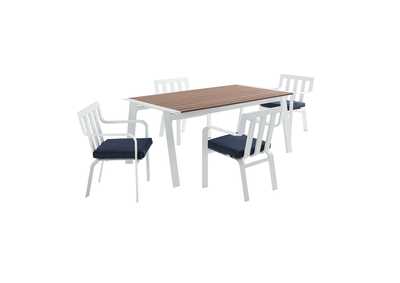 Image for White Navy Baxley 5 Piece Outdoor Patio Aluminum Dining Set