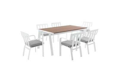 Image for White Gray Baxley 7 Piece Outdoor Patio Aluminum Dining Set