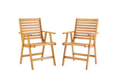 Image for Natural Hatteras Outdoor Patio Eucalyptus Wood Armchair [Set of 2]