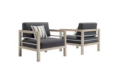 Image for Light Gray Wiscasset Outdoor Patio Acacia Wood Armchair [Set of 2]