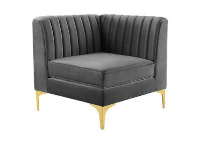 Image for Gray Triumph Channel Tufted Performance Velvet Sectional Sofa Corner Chair