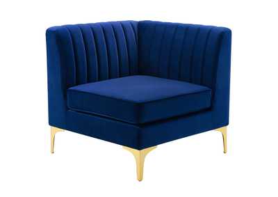 Image for Navy Triumph Channel Tufted Performance Velvet Sectional Sofa Corner Chair