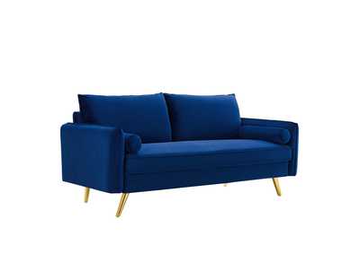 Image for Navy Revive Performance Velvet Sofa