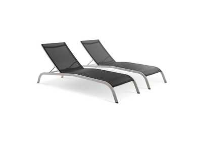 Image for Black Savannah Outdoor Patio Mesh Chaise Lounge [Set of 2]