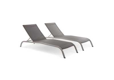 Image for Gray Savannah Outdoor Patio Mesh Chaise Lounge [Set of 2]