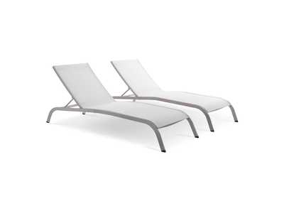 Image for White Savannah Outdoor Patio Mesh Chaise Lounge [Set of 2]