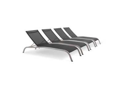 Image for Black Savannah Outdoor Patio Mesh Chaise Lounge [Set of 4]