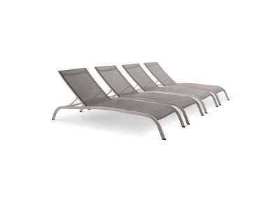 Image for Gray Savannah Outdoor Patio Mesh Chaise Lounge [Set of 4]