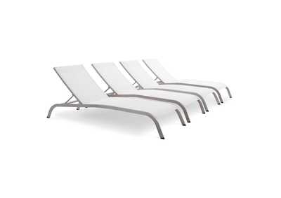 Image for White Savannah Outdoor Patio Mesh Chaise Lounge [Set of 4]