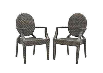 Image for Brown Casper Outdoor Patio Arm Dining Chair [Set of 2]