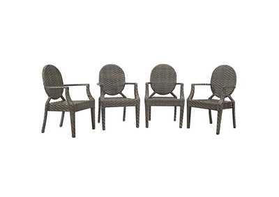 Image for Brown Casper Outdoor Patio Arm Dining Chair [Set of 4]
