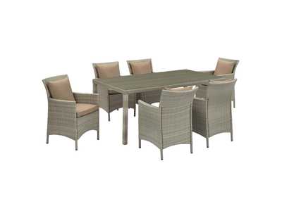 Image for Light Gray Mocha Conduit 7 Piece Outdoor Patio Wicker Rattan Dining Set