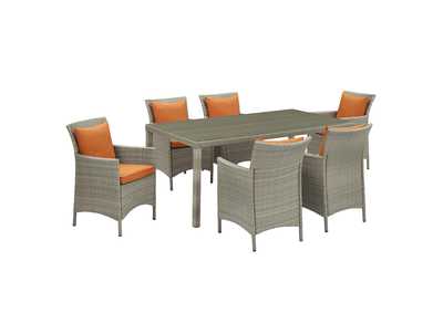 Image for Light Gray Orange Conduit 7 Piece Outdoor Patio Wicker Rattan Dining Set