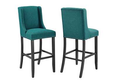 Image for Teal Baron Bar Stool Upholstered Fabric [Set of 2]