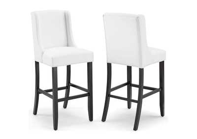 Image for White Baron Bar Stool Faux Leather [Set of 2]