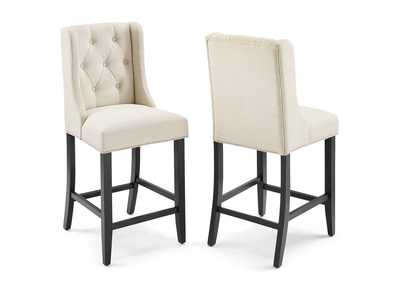 Image for Beige Baronet Counter Bar Stool Upholstered Fabric [Set of 2]