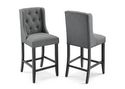Image for Gray Baronet Counter Bar Stool Upholstered Fabric [Set of 2]