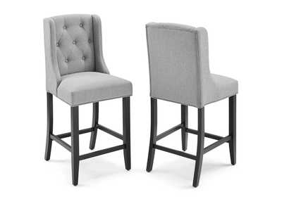 Image for Light Gray Baronet Counter Bar Stool Upholstered Fabric [Set of 2]