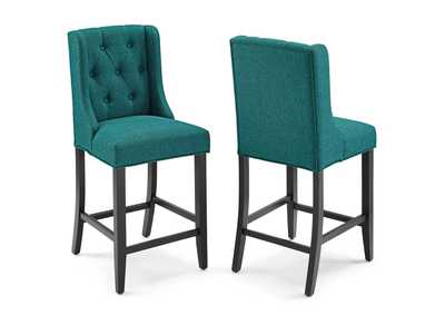 Image for Teal Baronet Counter Bar Stool Upholstered Fabric [Set of 2]