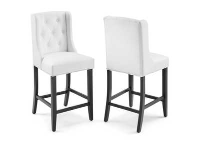 Image for White Baronet Counter Bar Stool Faux Leather [Set of 2]
