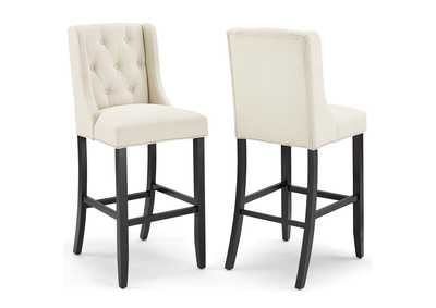 Image for Beige Baronet Bar Stool Upholstered Fabric [Set of 2]