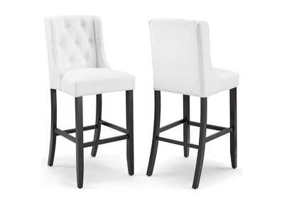 Image for White Baronet Bar Stool Faux Leather [Set of 2]