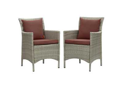 Image for Light Gray Currant Conduit Outdoor Patio Wicker Rattan Arm Dining Chair [Set of 2]