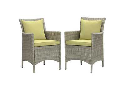 Image for Light Gray Peridot Conduit Outdoor Patio Wicker Rattan Arm Dining Chair [Set of 2]