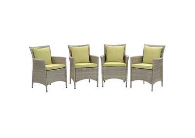 Image for Light Gray Peridot Conduit Outdoor Patio Wicker Rattan Arm Dining Chair [Set of 4]