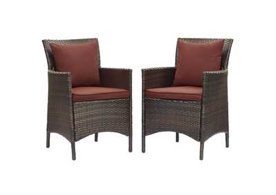 Image for Brown Currant Conduit Outdoor Patio Wicker Rattan Arm Dining Chair [Set of 2]