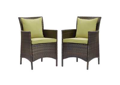 Image for Brown Peridot Conduit Outdoor Patio Wicker Rattan Arm Dining Chair [Set of 2]
