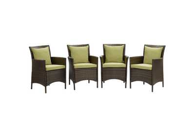 Image for Brown Peridot Conduit Outdoor Patio Wicker Rattan Arm Dining Chair [Set of 4]