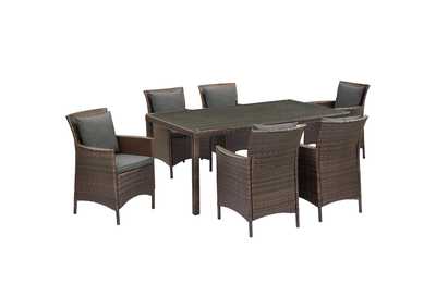 Image for Brown Charcoal Conduit 7 Piece Outdoor Patio Wicker Rattan Dining Set