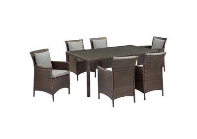 Image for Brown Gray Conduit 7 Piece Outdoor Patio Wicker Rattan Dining Set