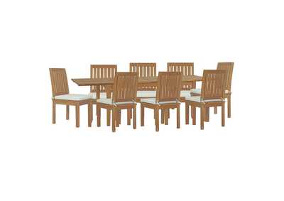 Image for Natural White Marina 9 Piece Outdoor Patio Teak Dining Set
