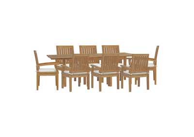 Image for Natural White Marina 9 Piece Outdoor Patio Teak Dining Set