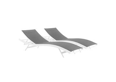 Image for White Gray Glimpse Outdoor Patio Mesh Chaise Lounge [Set of 2]