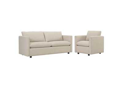 Image for Beige Activate Upholstered Fabric Sofa and Armchair Set