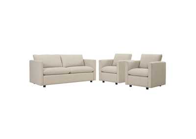 Image for Beige Activate 3 Piece Upholstered Fabric Set