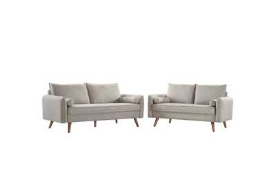 Image for Beige Revive Upholstered Fabric Sofa and Loveseat Set