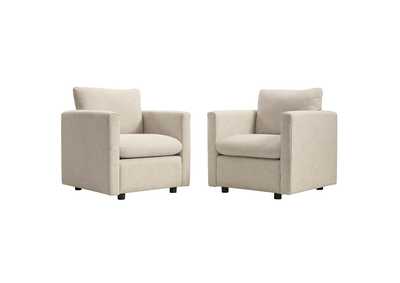 Image for Beige Activate Upholstered Fabric Arm Chair [Set of 2]