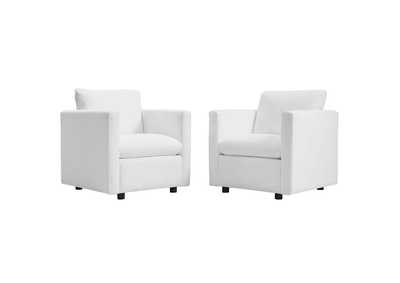 Image for White Activate Upholstered Fabric Arm Chair [Set of 2]