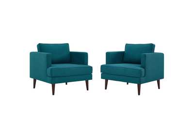 Image for Teal Agile Upholstered Fabric Arm Chair [Set of 2]