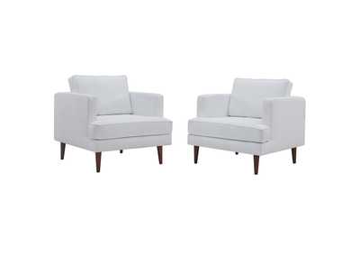 Image for White Agile Upholstered Fabric Arm Chair [Set of 2]