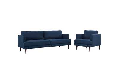 Image for Blue Agile Upholstered Fabric Sofa and Armchair Set
