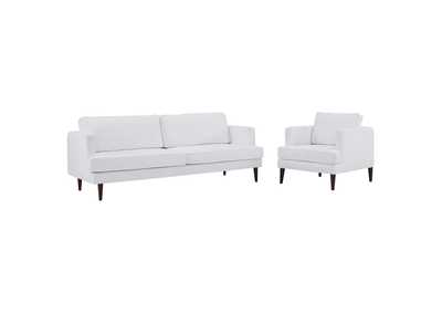 Image for White Agile Upholstered Fabric Sofa and Armchair Set