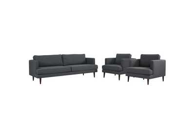 Image for Gray Agile 3 Piece Upholstered Fabric Set