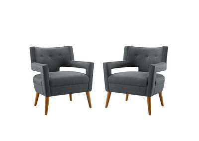 Image for Gray Sheer Upholstered Fabric Arm Chair [Set of 2]