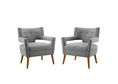 Image for Light Gray Sheer Upholstered Fabric Arm Chair [Set of 2]